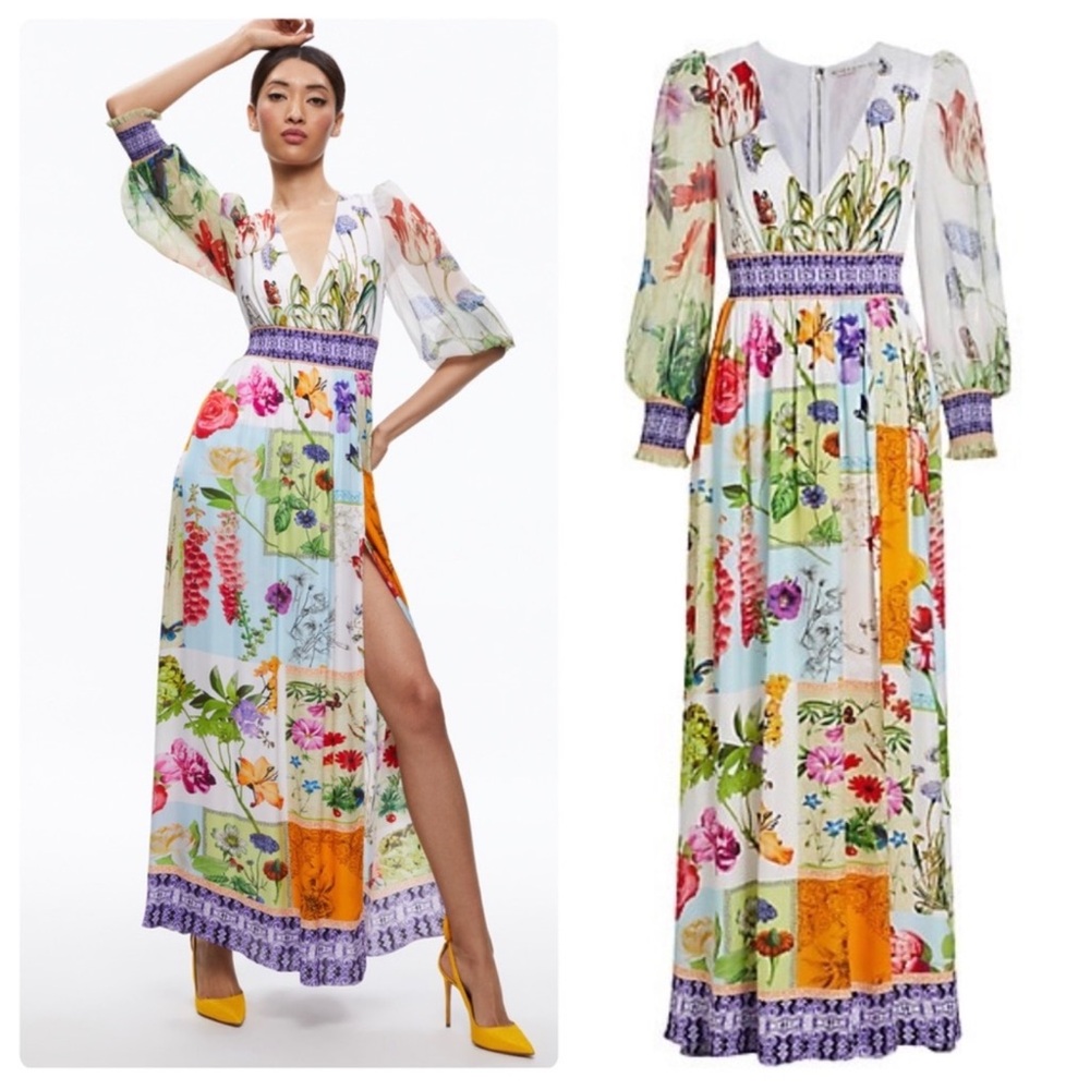 Alice + Olivia Bellami Floral Patchwork Maxi Dress size 0